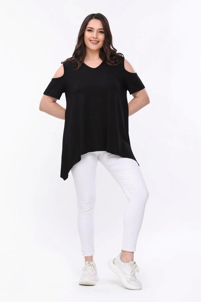 Женская блузка большого размера Асимметричная блузка с окошками на плечах