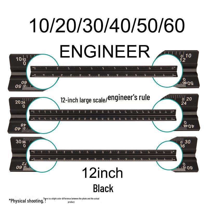 Aluminum Alloy Triangular Ruler with Laser Engraved Inch/Cm Scales for Architectural Drafting and Design