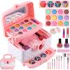 Kids Make Up Kit for Girl 42 Pcs Washable Makeup Kit Real Cosmetic Frozen Makeup Set with Suitcase Pretend Play for Toddler
