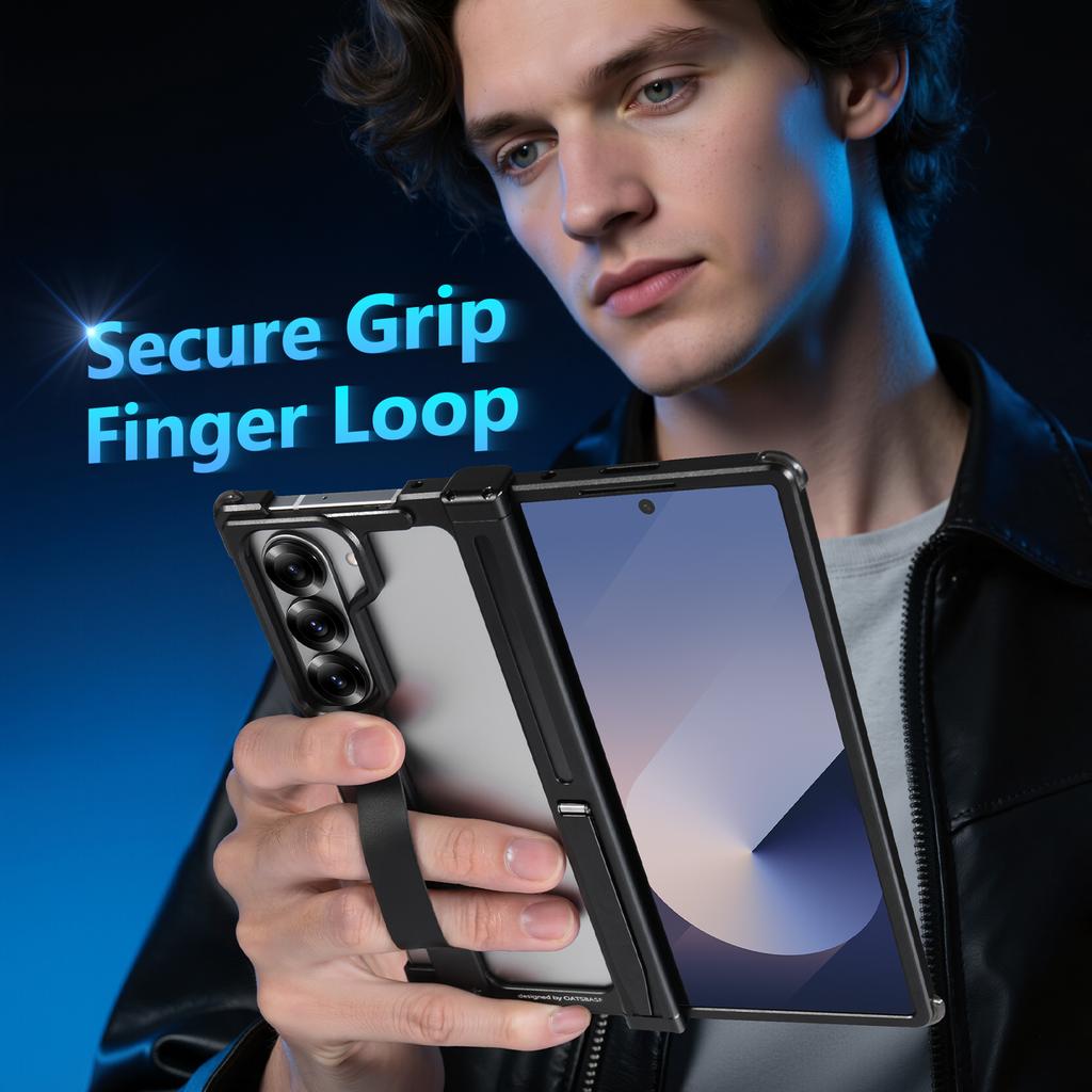 Oatsbasf Металлическая безрамочная чехол-подставка для Samsung Galaxy Z Fold 6 с надежным захватом, противоударная защитная крышка для телефона