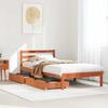 VidaXL Bed Frames and Drawers Wax Brown 100x200 Cm Pine Wood, Slatted Base, Single Bed Frame, Solid Wood Bed Frame 3301556