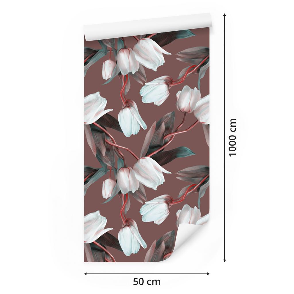 Tulips with red stems wallpaper for living room and bedroom 50x1000