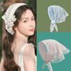 White Woven Floral Lace Hair Scarf Wraps Women Retro Triangle Headscarf Hat Travel Photo Headband Hair Accessories