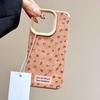 Коричневый кожаный узор с маленьким цветочным бантом, подходит для iPhone16promax, чехол для мобильного телефона Apple 15plus/14/13