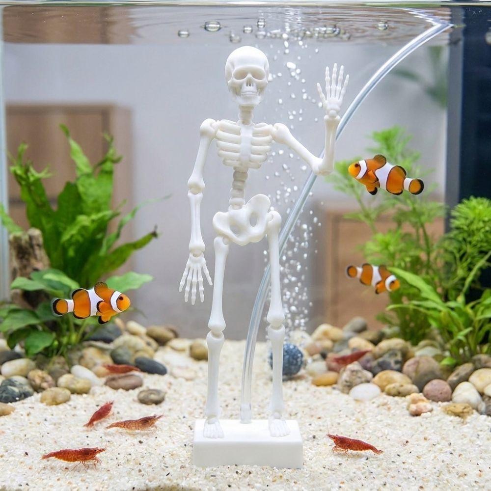 Realistic Dancing Skeleton Aquarium Bubbler Water Wiggling Skeleton Decor Fish Landscaping