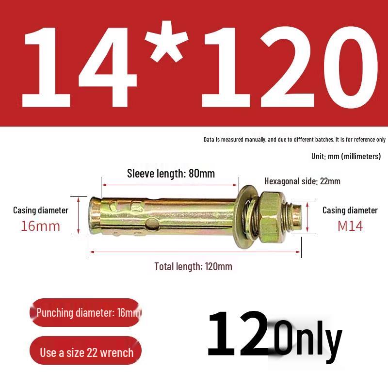 Zinc-Plated Expansion Bolts Set: Cantonese Pull-Out & Explosion-Proof Tubes - Sizes M6, M8, M10