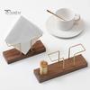 Vertical Napkin Holder with Heavy Duty Wooden Base Tissue Stand Home Restaurant Kitchen Dining Table Paper Towel Organizer Dispenser