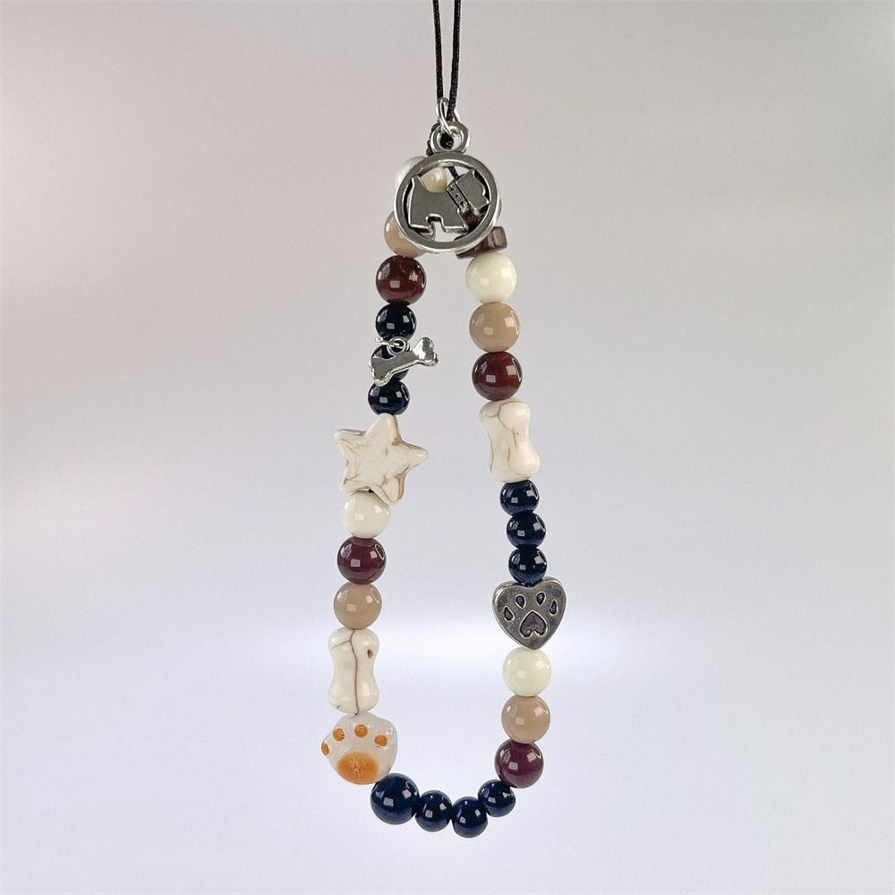 Y2K Silver Phone Lanyard Clear Star Beads Phone Chain Cell Phone Strap Bracelet Keychain