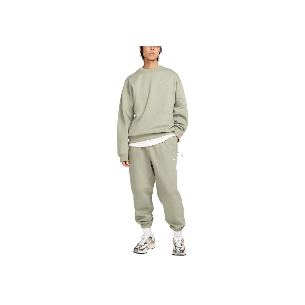 Nike Мужские армейские топы Solo Swoosh с круглым вырезом и флисом, зеленые DX1361-320