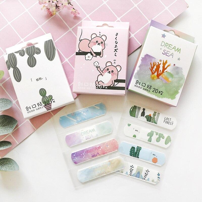 20 шт. дышащие милые мультяшные пластыри для гемостаза, клейкие повязки для улицы, портативные, первая помощь, экстренная помощь для детей