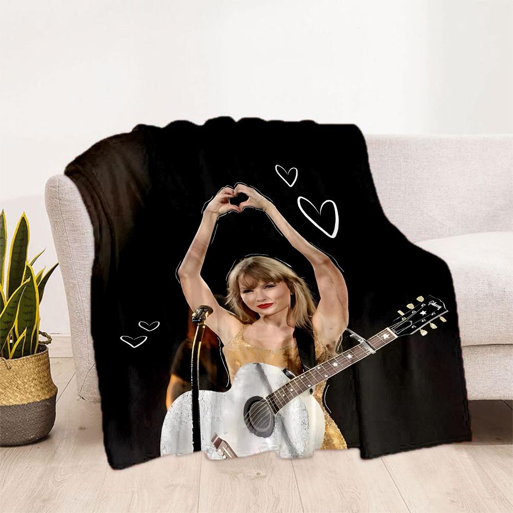 Taylor Swift's Glittery Performance Flannel Blanket-Soft and Suitable for Sofas,Beds,Offices,Travel,All Seasons,Great Gift for Holidays and Birthdays.