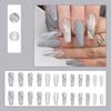 1 Set Long Fake Nails Shiny Visual Effect Non-Irritating Harmless Removable Marble Pattern Decorative Plastic Full Cover Press On Fake Nails Manicure