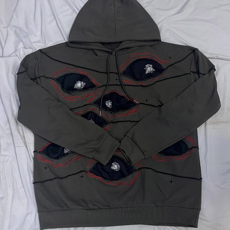 European and American Street Dark Glasses Retro Y2k Hoodie Patchwork Embroidered Loose Pullover Hoodie