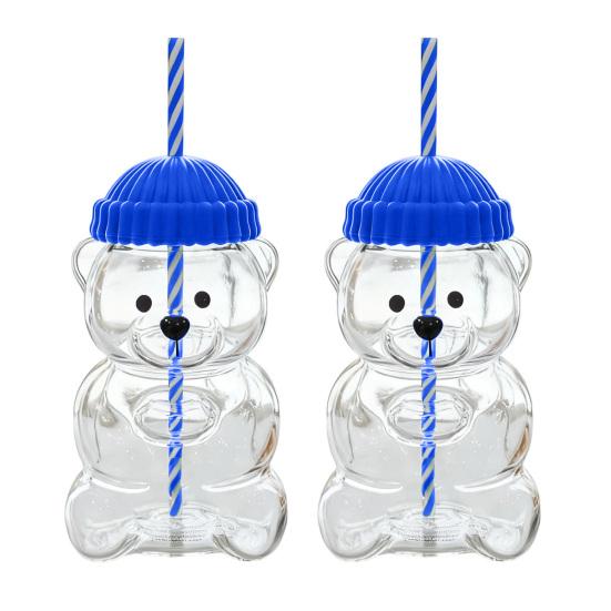 Bear Glass with Straw Thermal Resistant Cup for Coffee Beer Cocktails Cute Drinking Glass for Hot & Cold Beverages