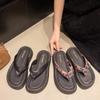 Thick-soled Flip-flops for Women's Summer Wear, New with Skirt, Silver High-end Casual Beach Cool Slippers