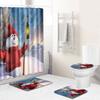 Christmas Shower Curtain Floor Mat Combination Four-Piece Set Bathroom Toilet Carpet Shower Room Mat Foot Mat