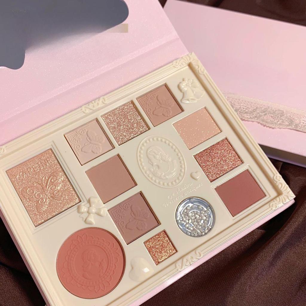 Embossed Angel Eye Shadow Blush Highlight Integrated Eye Shadow Tray Makeup Lasting Easy Color High Color Multifunctional Eye Shadow Tray