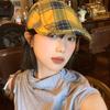 Cotton Plaid Beret Cap Retro Women Artist Hat Casual Cloth Painter Cap  Outdoor