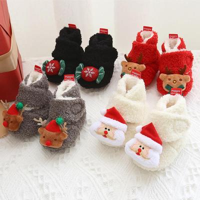 Зимние зимние сапоги для новорожденных девочек, нескользящие зимние теплые ботинки на мягкой подошве для малышей, обувь для кроватки, обувь для Рождества