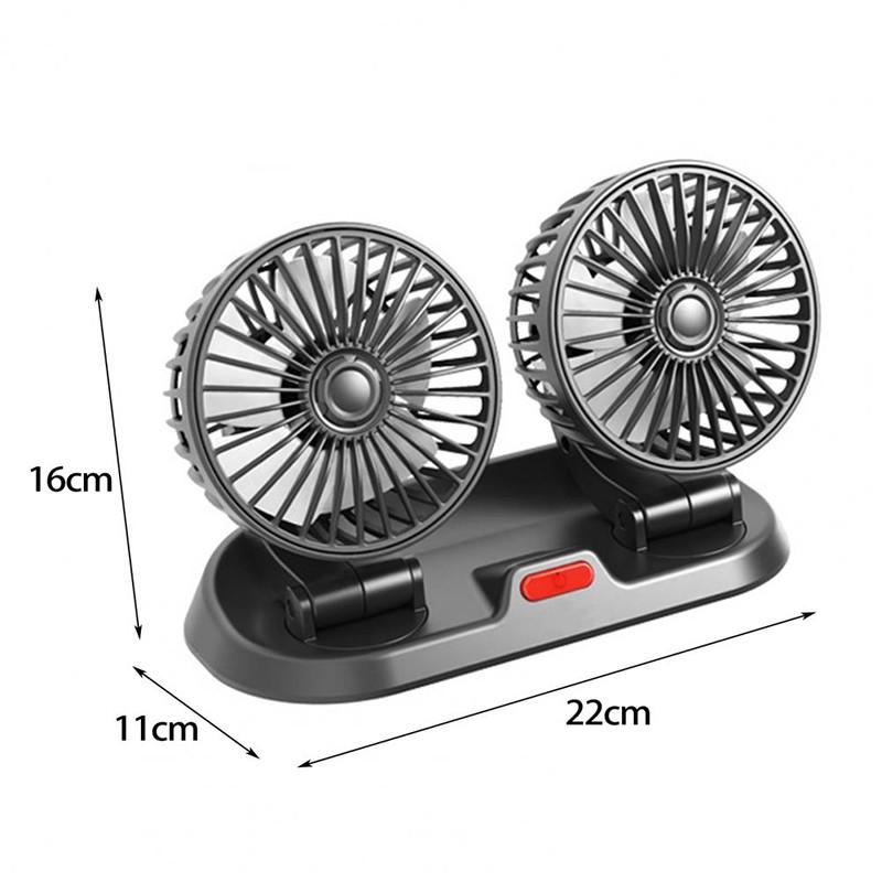 Car Plug Dual-Head Car Fan with Parking Numbers, Universal 5V/USB/12V/24V, Double-Head Rotatable Multi-Functional 2-Speed Adjustable Car Cooling Fan