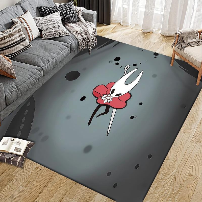Hollow Knight Flannel Pattern Square Carpet,Area Rug,Carpet Rug for Living Room Bedroom Sofa Playroom Decor,Non-slip Floor Mat