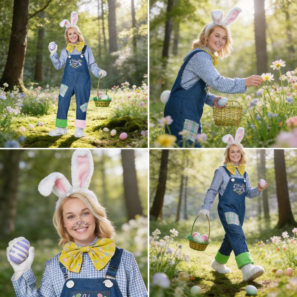 Easter Bunny Plush Animal Costume For Kids Cosplay Easter Party Dressup