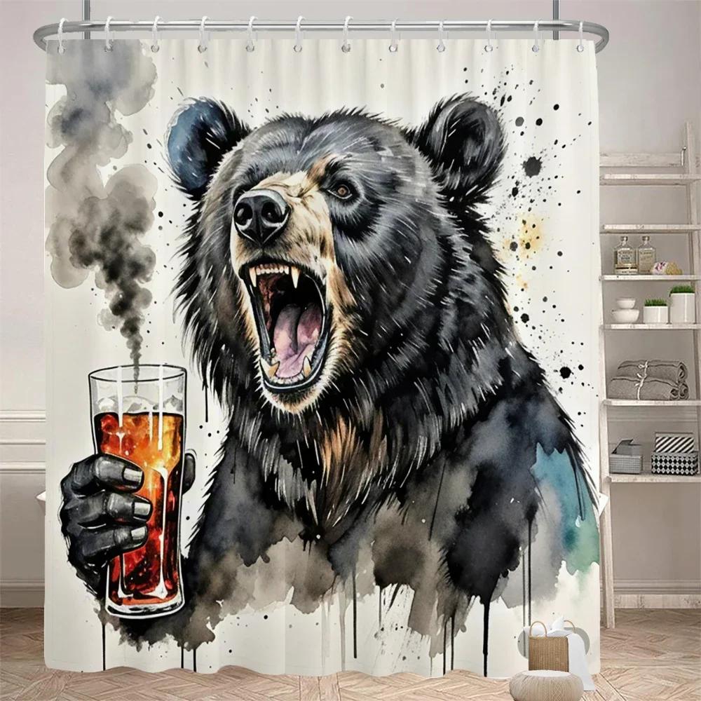 Забавная шторка для душа, перегородка для ванной комнаты, шторка из принтованной ткани, Забавная и креативная, с животными, Декоративная шторка с крючками