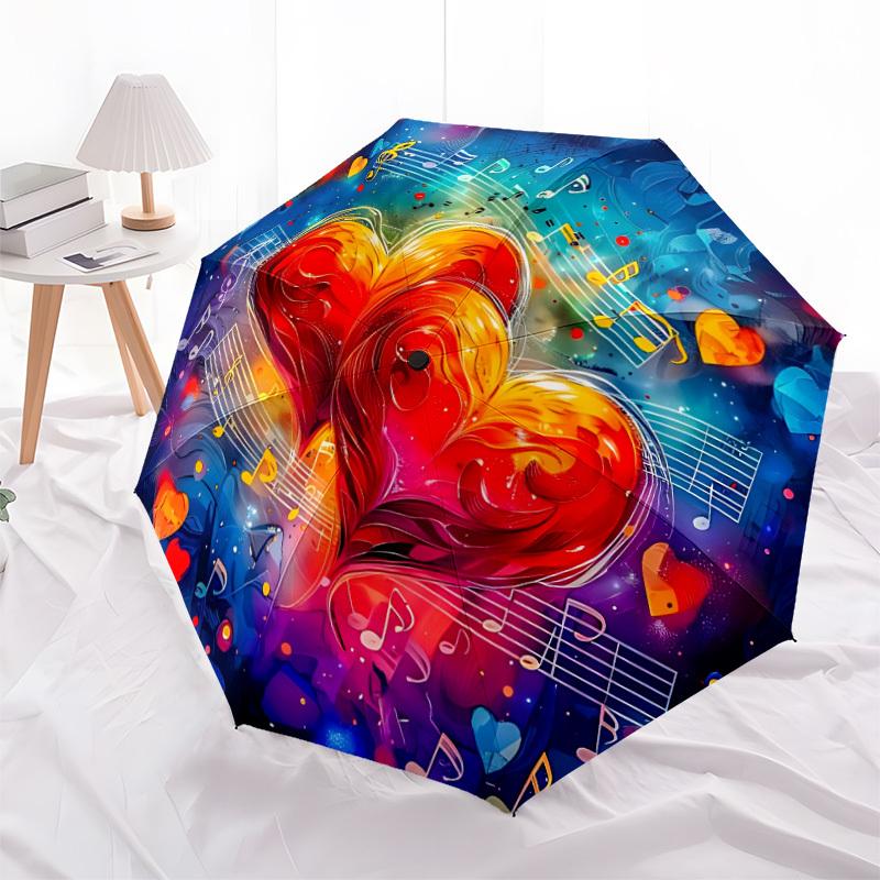 1pc Heartbeat Music Automatic Open/Close Umbrella with Windproof, 8-Rib Sturdy Canopy, Durable Ribs, Ideal for Gifts yy251117056