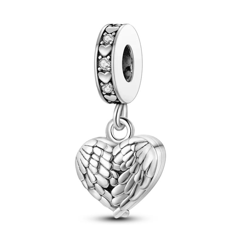 925 Sterling Silver Heart & Mum Dangle Dream Catcher Charm Fit 4MM hole diamete Bracelet DIY Jewelry For Women Bracelet Beads