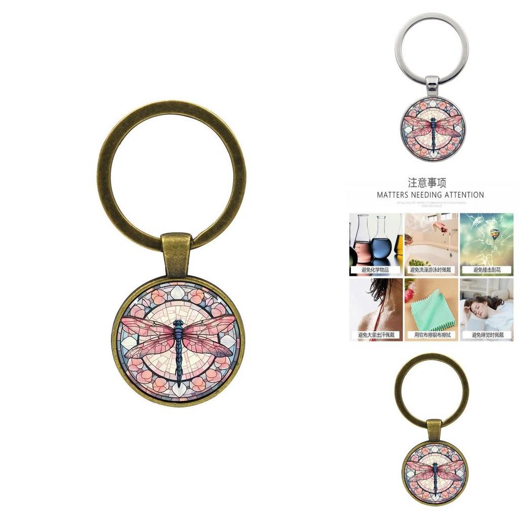 Attractive Vintage Dragonfly Keychain Modern Gift For Men Sleek Zinc Alloy Keyring Perfect For Everyday