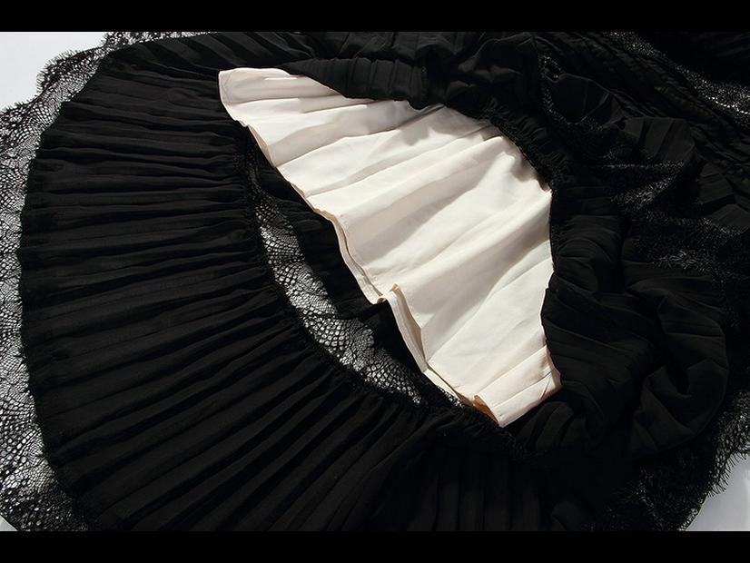 Элегантное вечернее платье с глубоким V-образным вырезом и длинными рукавами из черного кружева с вышивкой 2025 года