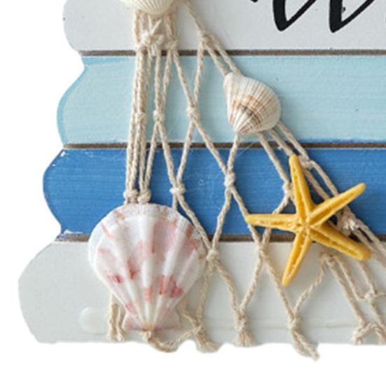 Приветственный знак для пляжной двери Лето Океан Деревянная табличка Рустикальный дверной вешалка со звездами и ракушками для загородного дома Наружный декор крыльца