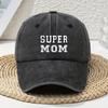 Винтажная стираная бейсболка с принтом 'Super Mom', с мягким верхом и изогнутым козырьком, повседневный головной убор для улицы
