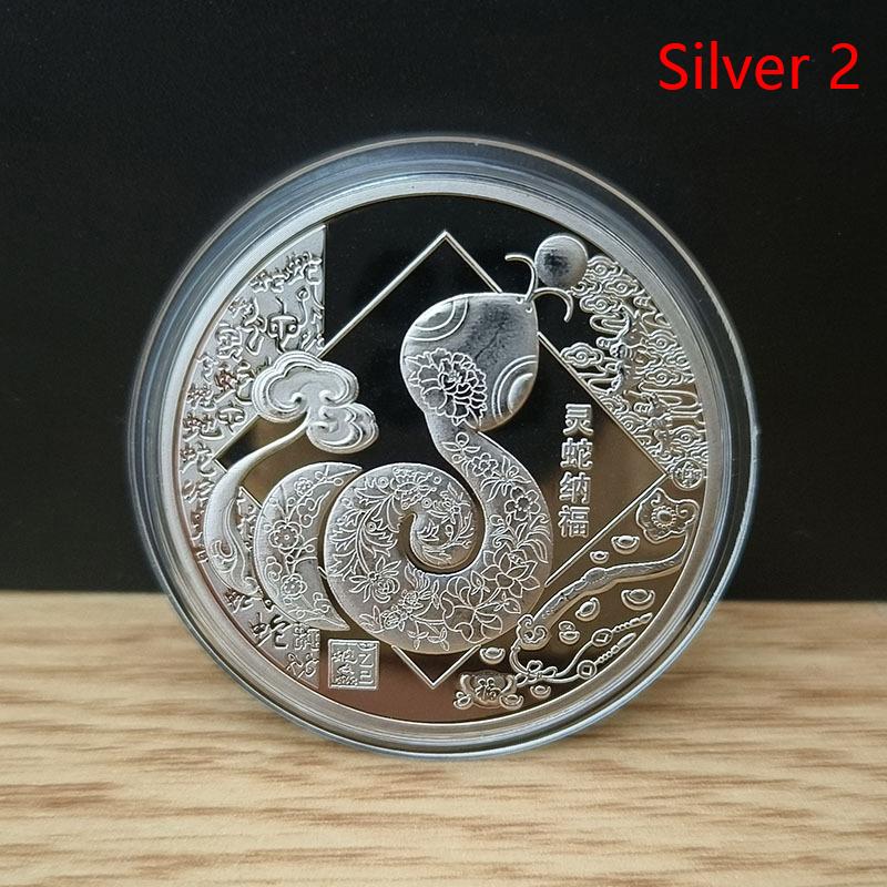 2025 Year Of The Snake Commemorative Coins Chinese Zodiac Medals 3D Relief Coins Collectibles Year Coins