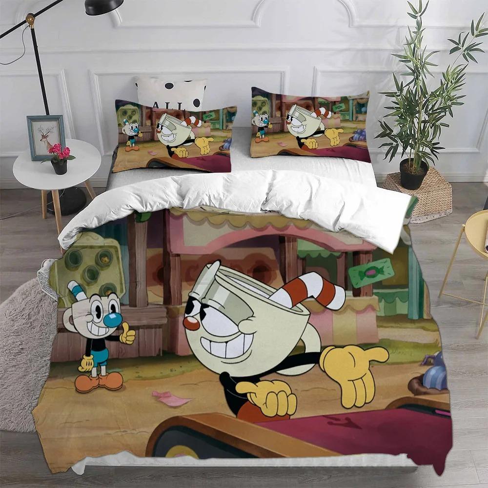 Игра Мультфильм Cuphead Пододеяльник Постельное белье МальчикДевочка Украшение Спальни Детям-Подарок Односпальный Двуспальный Большой Размер Пододеяльник