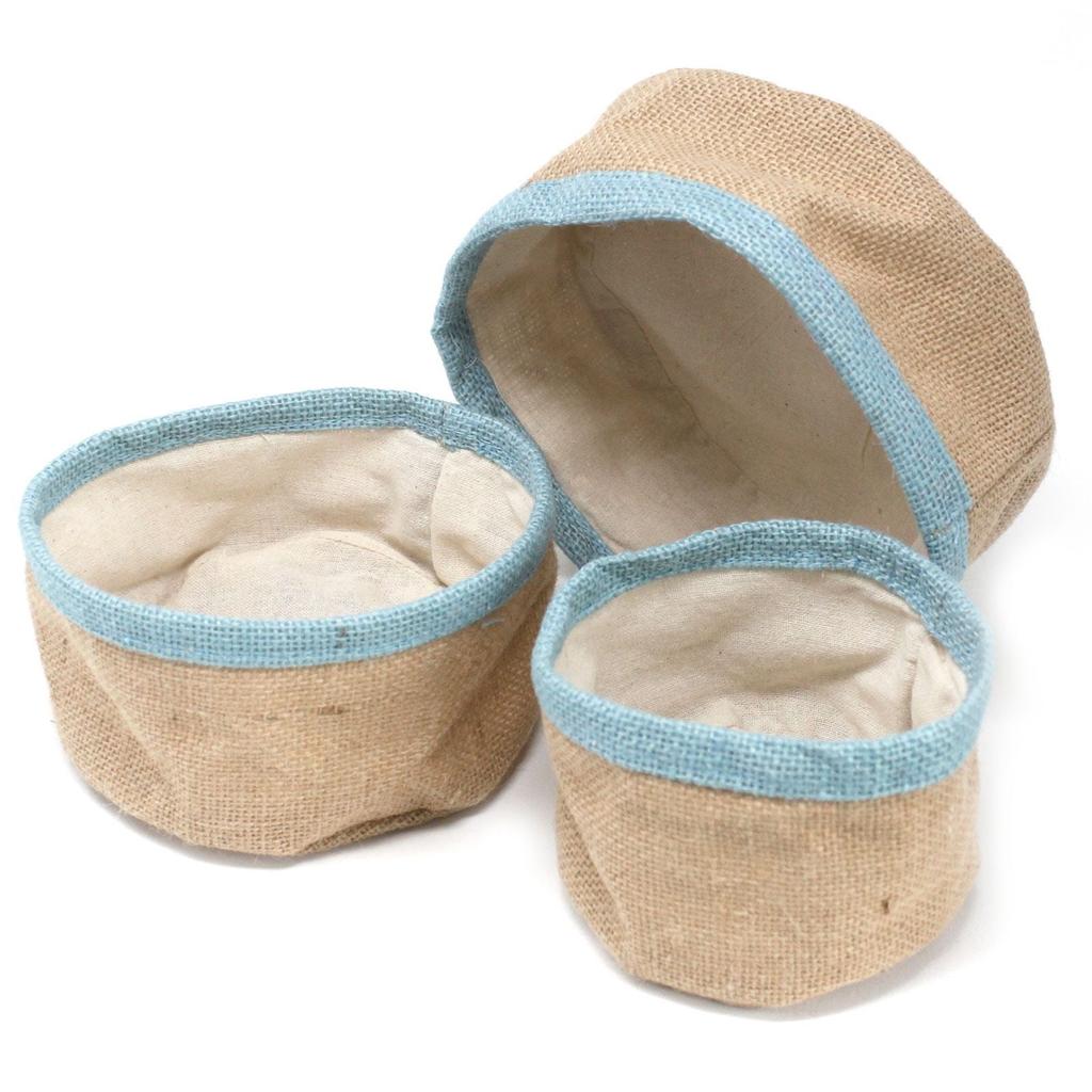 Natural Jute Baskets Set of 3 – Teal