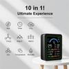 10 In 1 Air Quality Monitor Type-C Charging Gas Detector LCD Screen Carbon Dioxide Airs Tester for Home/Car/Plant/Pet/Hotel