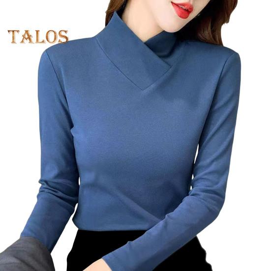 Женские топы с высоким воротником и длинным рукавом, облегающие, мягкие, эластичные, однотонные, с уникальным вырезом горловины