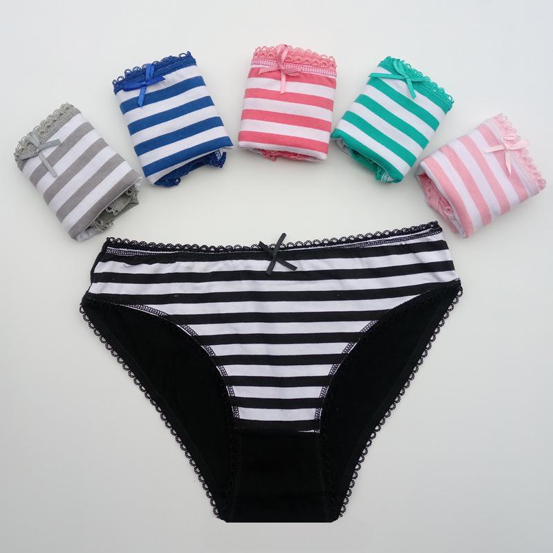 Сексуальные трусики для женщин, хлопковое мягкое женское нижнее белье, комплект кружевных трусов, женское полосатое бикини, нижнее белье, 6 шт./лот