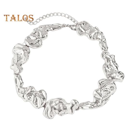 Женское ожерелье неправильной жидкой формы с гальваническим покрытием сплошного цвета в стиле панк из нержавеющей стали, украшения для шеи, вечерние украшения, ожерелье на ключицу, колье-колье