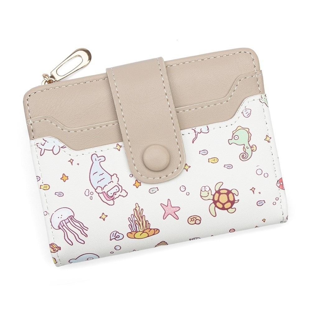 Portable PU Leather Bifold Purse Zipper Soft Woman Wallet Storage Multi-card Slot Short Card Bag Travel