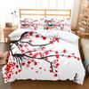 Spring Floral Series Plum Blossom Pattern Quilt Cover Bedding 3D Digital Printing Duvet Cover Pillowcase Bedroom (Three-piece Set) Set