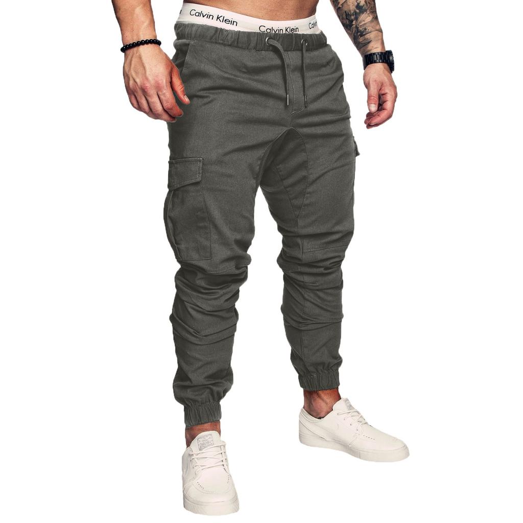 Men's Casual Workwear Multi-Pocket Trousers Sports Drawstring Trousers
