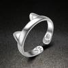 Cat Ring Female Opening Chinchilla Ears Paw Tail Ring Live Mouth Ring Glossy Silver Jewelry