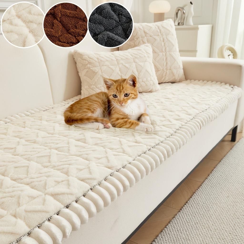 1шт стеганая подушка для дивана из хлопкового бархата Comfort, ламинированный полиэстеровый утолщенный чехол для дивана, теплая подушка для осенне-зимнего сезона, украшение для дома