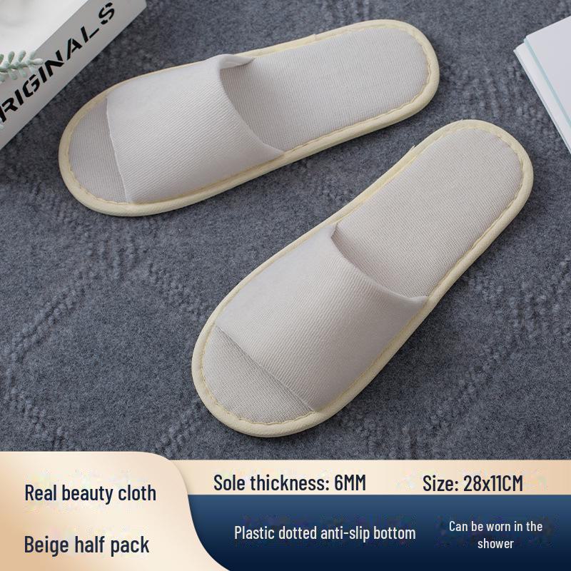 Thickened Non-Slip Disposable Slippers for Hotels, B&Bs, Beauty Salons, Home Hospitality - Cotton & Linen, Breathable