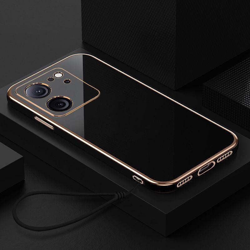 Чехол для Xiaomi Poco C65, чехол для телефона Redmi 13C 4G, прямой край, гальваническое покрытие, ударопрочный силиконовый чехол для задней панели, мягкий чехол