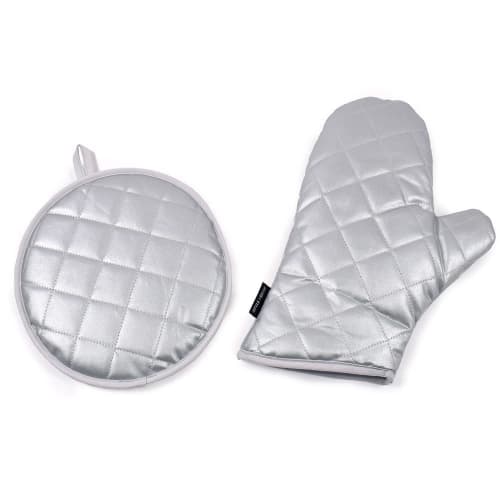 СТИЛЬ Декоративный набор прихваток, Серебристый Светло-серый, Скандинавский стиль, Термостойкие кухонные перчатки, Подставка, W3301220