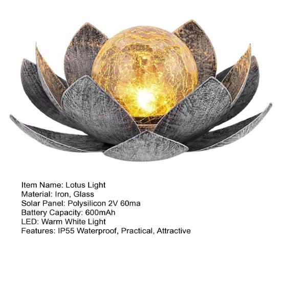 Солнечная лампа Lotus Light, автоматическое включение/выключение IP55, водонепроницаемый беспроводной дизайн, солнечная садовая лампа, украшение для лужайки, патио, улицы