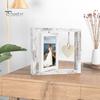 Rotating Wood Picture Frame Double Sided Photo Holder with Heart Pendant Tabletop Freestanding Photo Frame Gifts for Family Friends